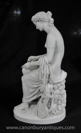 Italian Stone Classic Female Statue Lyre Player Signed W.Brodie